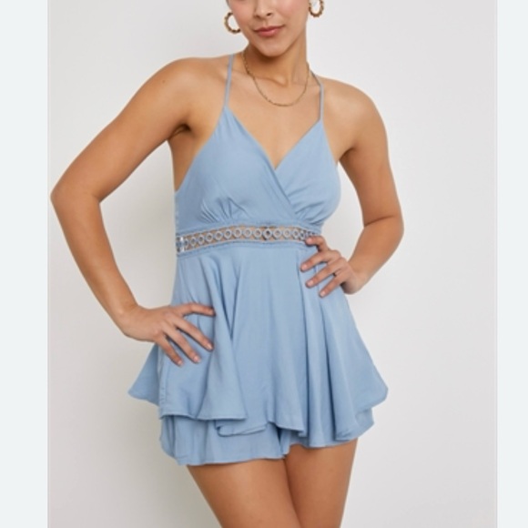 Love Tree Pants - Love Tree lace insert double layer romper